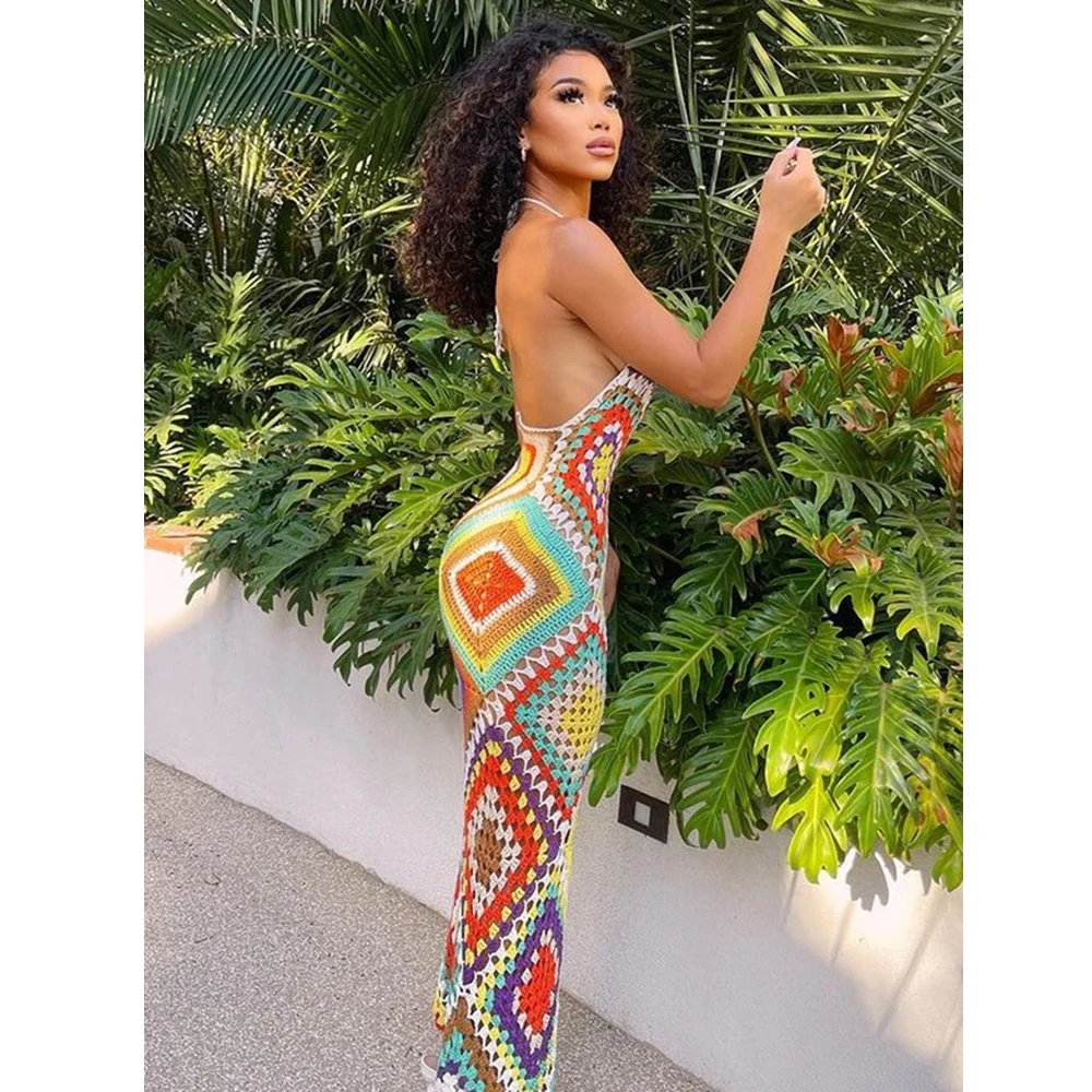 Handmade Long Crocheted One‑Piece Beach Dress – Soleia