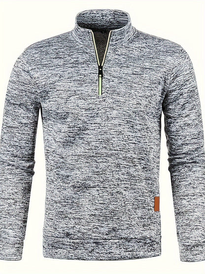 Men's pullover with neck zip for autumn & winter - Matteo