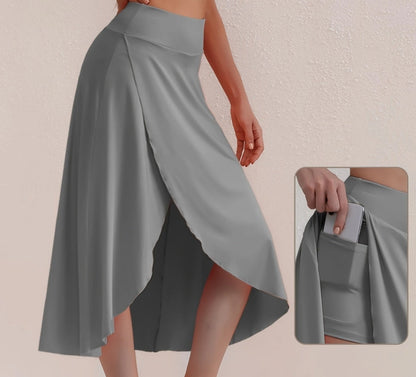 Autumnal, sporty skirt with a high waist and asymmetrical cut – Alexia