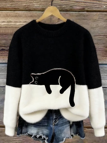 Cat Print Oversized Sweater 6