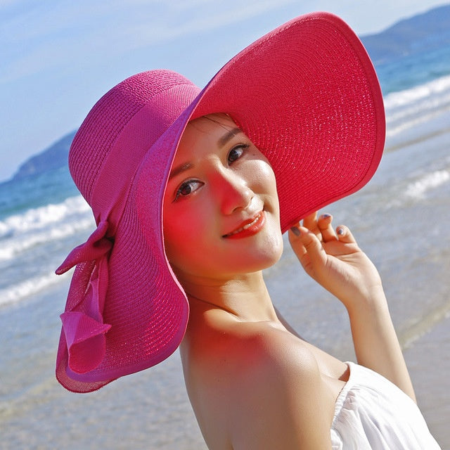 Ladies' straw hat with sun protection – Candy