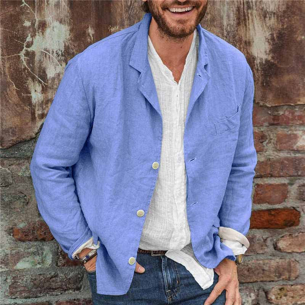 Lightweight autumn jacket in a linen-cotton blend for men – Casper