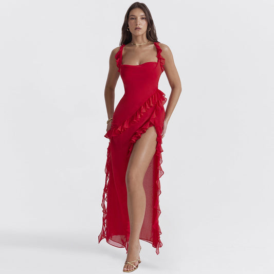 Trendy maxi dress with ruffles & chiffon for summer – Amira