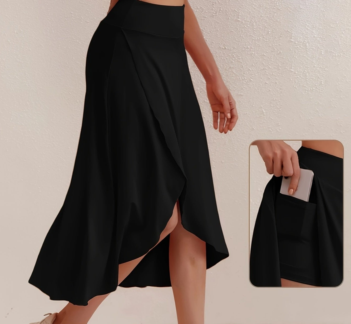 Autumnal, sporty skirt with a high waist and asymmetrical cut – Alexia