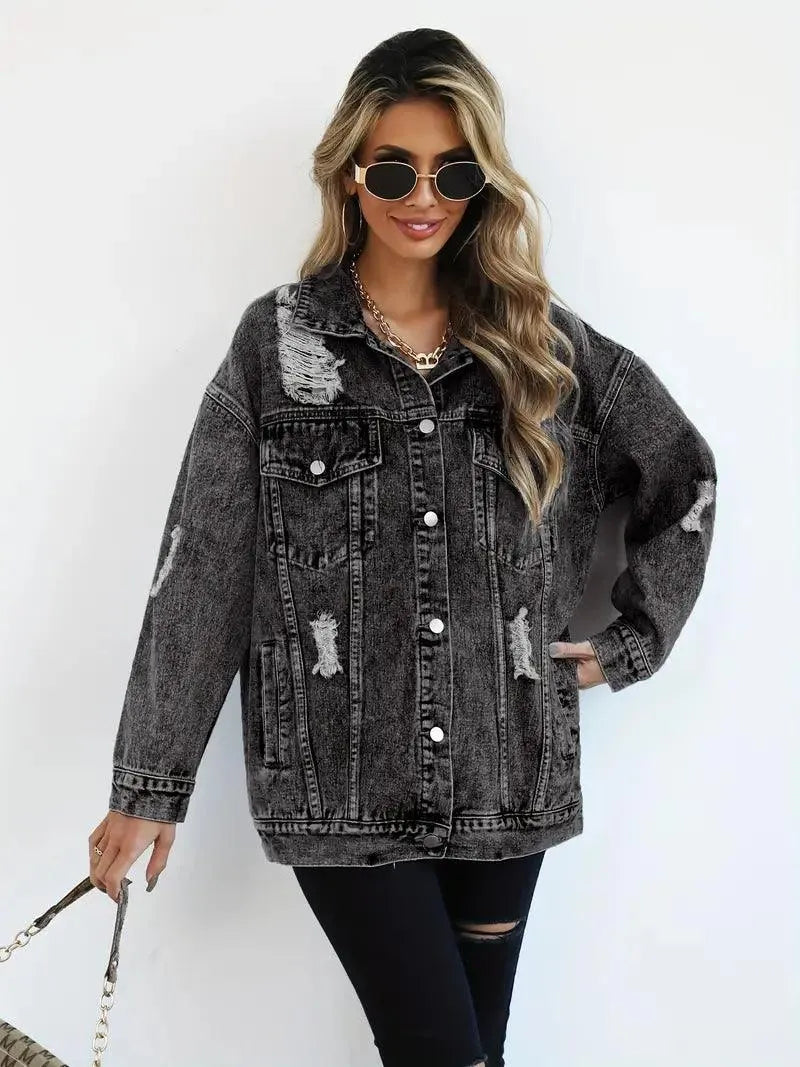 Waterproof & Lined Oversized Women's Hooded Denim Jacket – Autumn Magic Talia