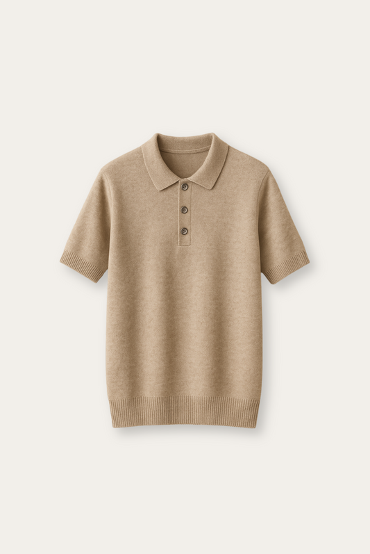 Autumnal men's polo in cashmere-merino wool – Caelan