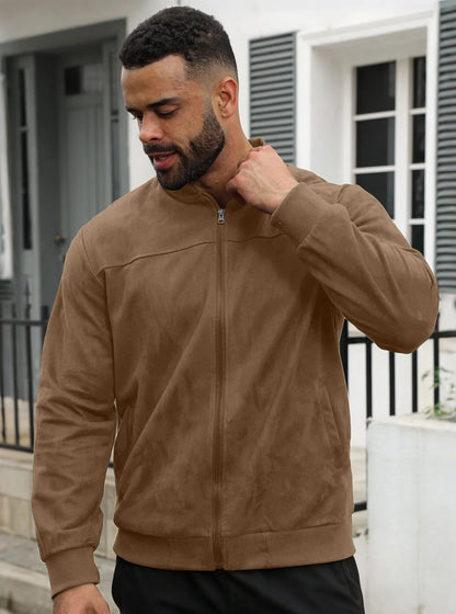 Back view of the light grey jacket laid flat, showing plain back panel and ribbed trims 38