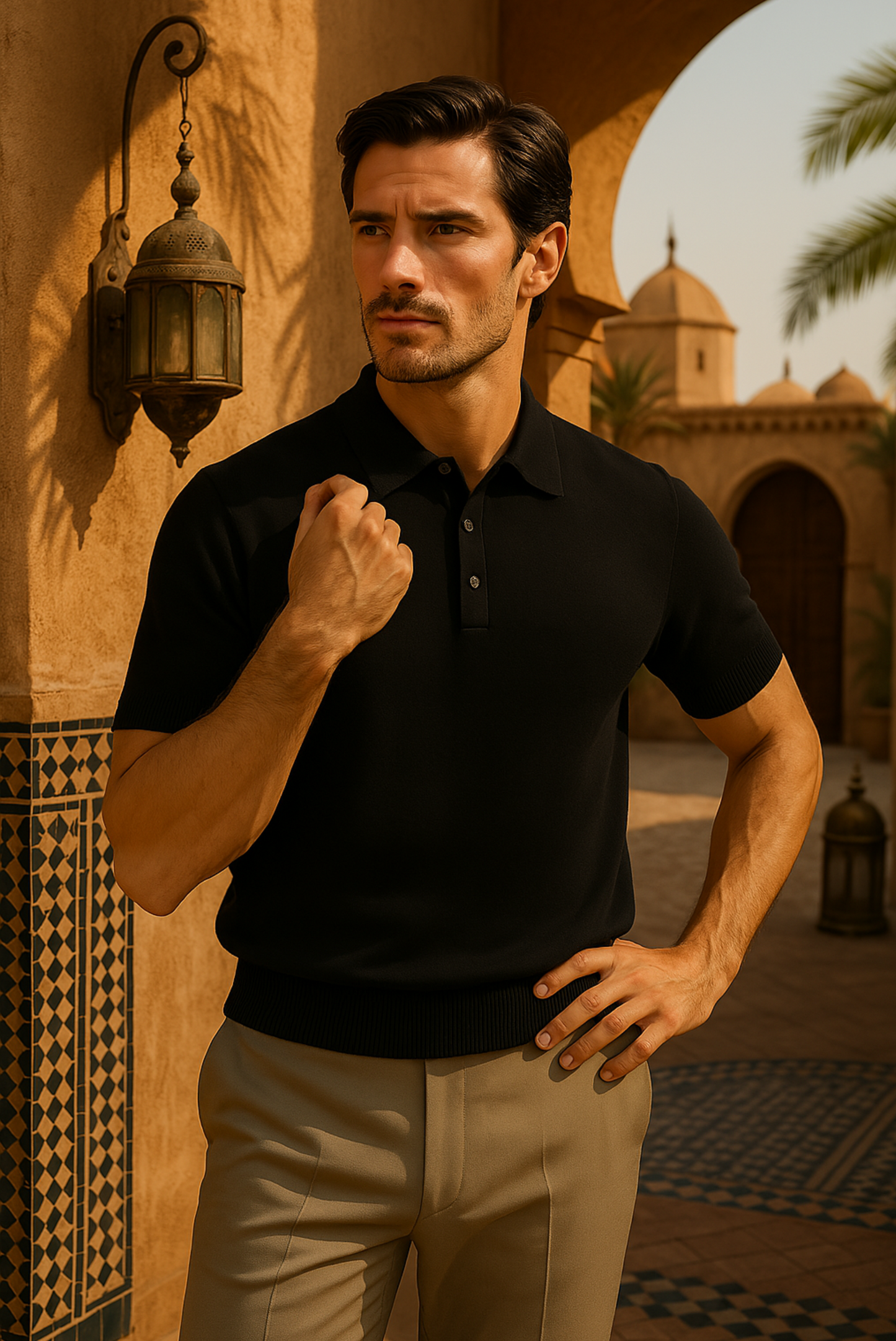 Stylish men's polo made of cashmere-merino wool – Taren