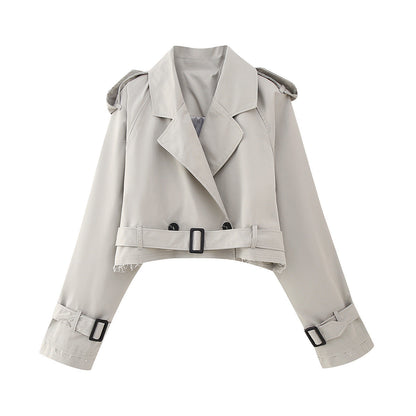 Autumnal Trendy Short Ladies' Trench Coat with Belt – Amelie