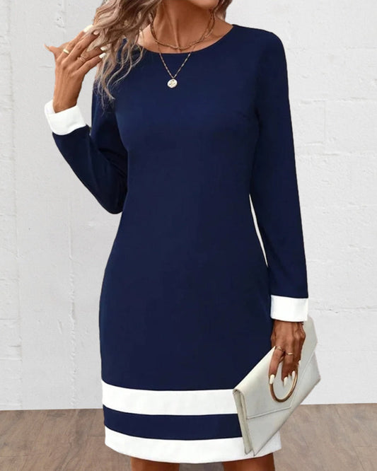 Elegant Dark Blue Women's Dress with Classic Silhouette – Aurelia
