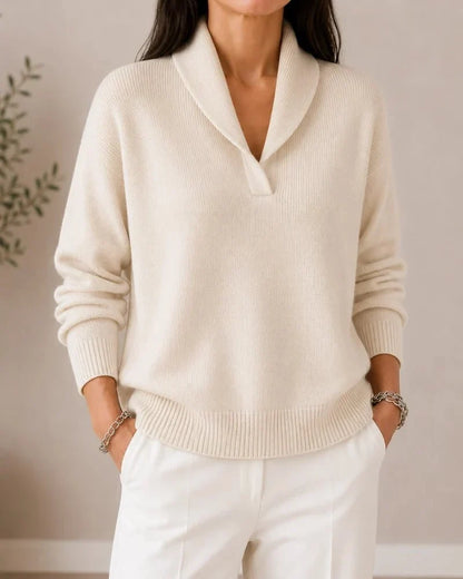 Soft V-Neck Sweater with Shawl Collar 6