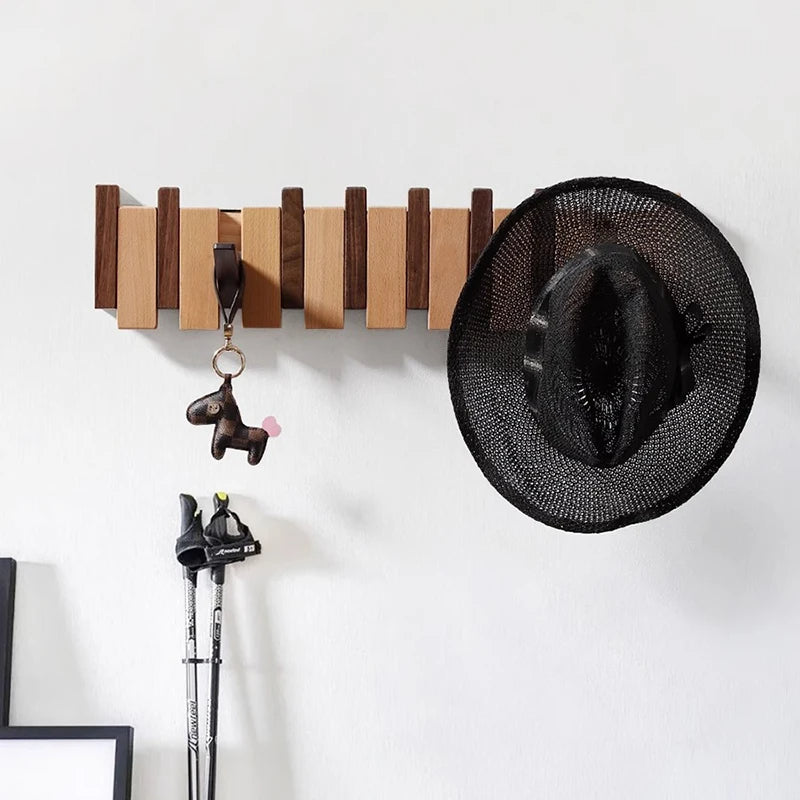 Wooden Wall Coat Rack – Foldable Hooks with Minimalist Design 5