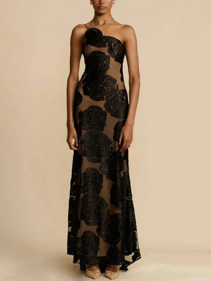 Strapless maxi dress with jacquard pattern – Maila