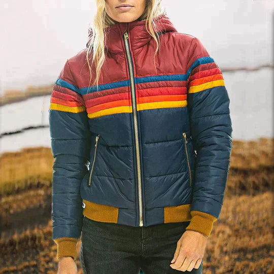 Colourful Padded Ladies Jacket with Hood – Ylva
