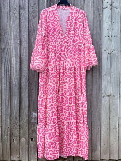 Trendy Maxi Dress with Pink Leopard Print - ChicSafari