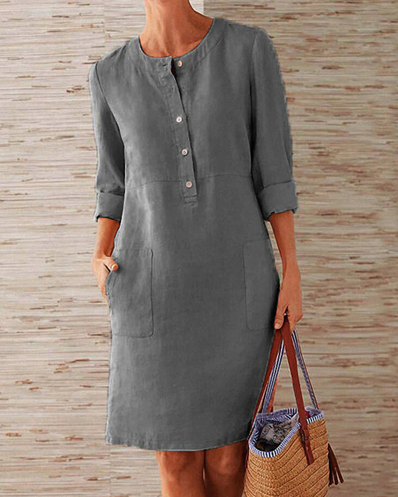 Elegant autumn dress with button placket – Allegra