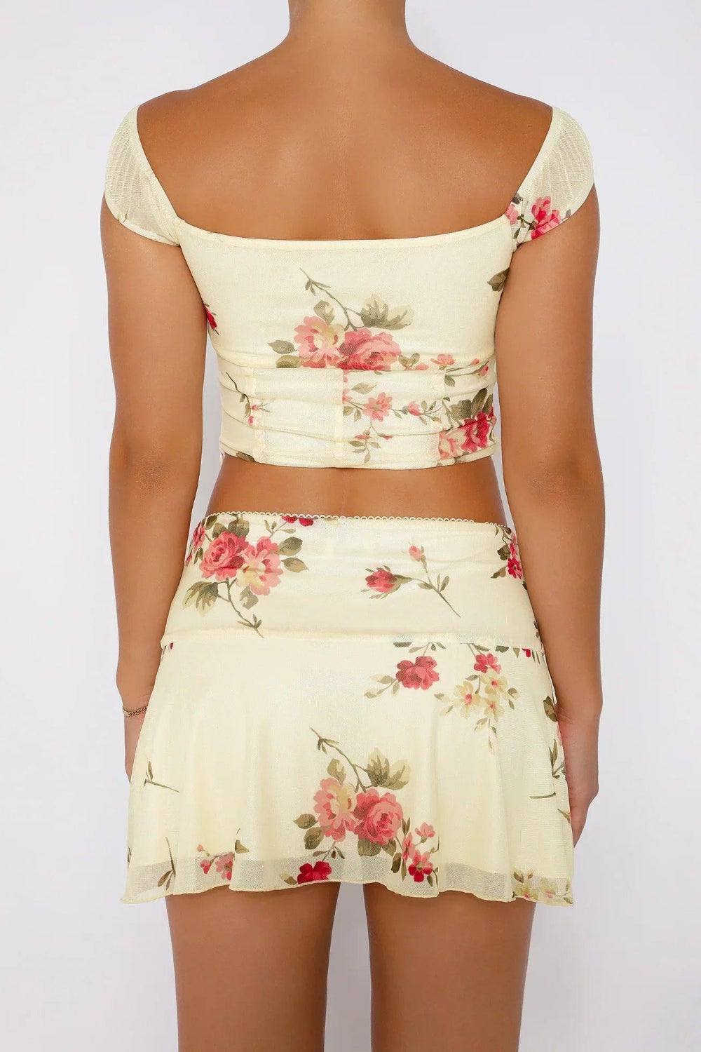 Two-piece women's summer set with flower pot and mini skirt – Malia