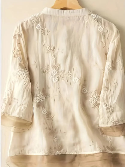 Embroidered Floral Blouse | Eliza | Button Closure | Fashionable