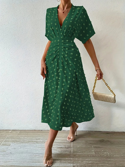 Refined Pleated Midi Dress with Ruffles | Evening Dress