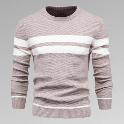 Men's striped knit pullover with round neckline – Fabio