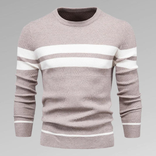 Men's striped knit pullover with round neckline – Fabio