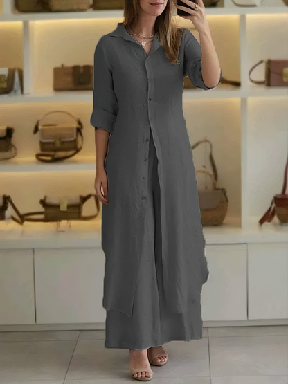 Two-piece women's autumn linen set – Amaya
