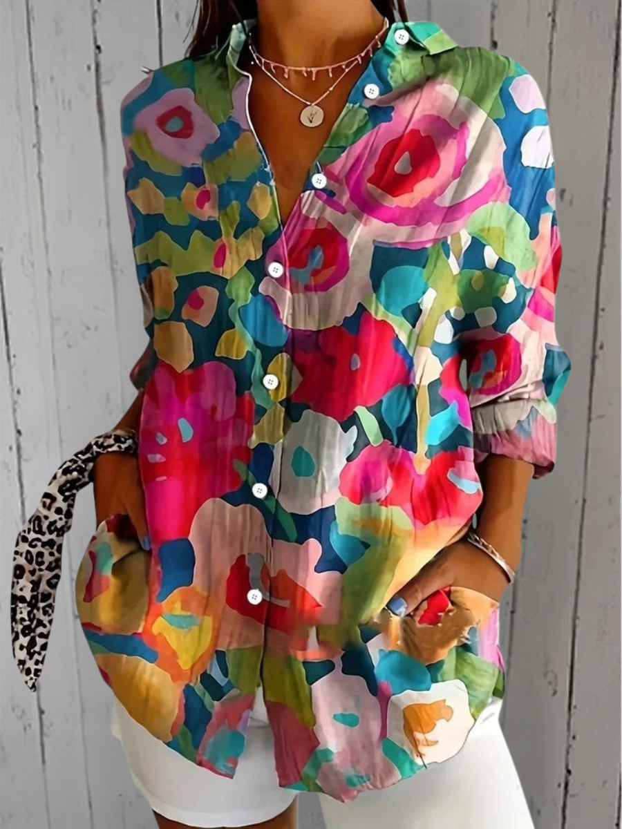 Anica Blouse with Artistic Print Pattern 5