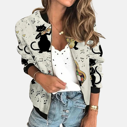 Ladies Retro Bomber Jacket with Print – Zoë