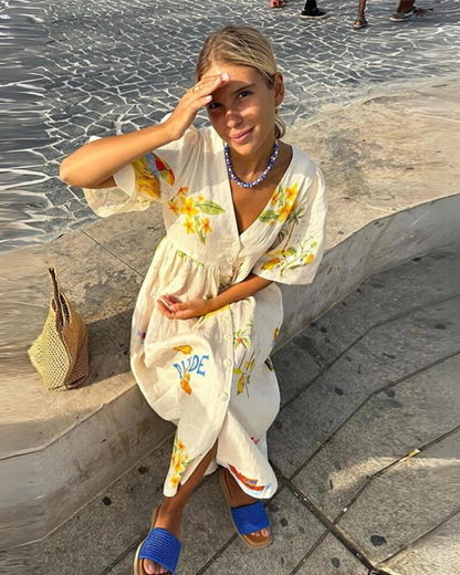 Oversized V-neck summer dress – Amara