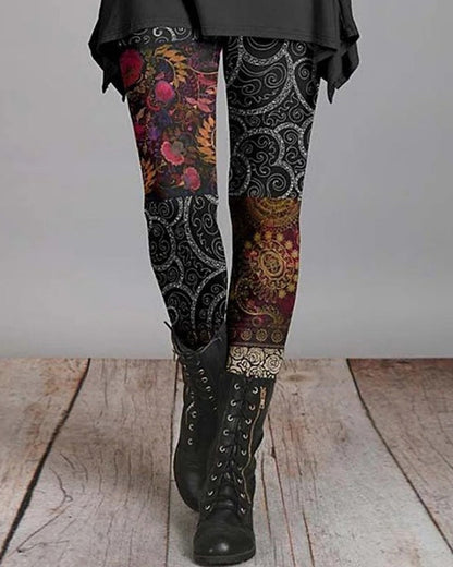 Bohemian Retro Leggings with Ethnic Prints – Ziva