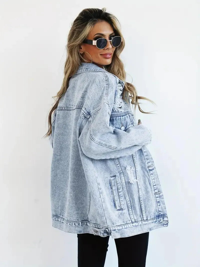 Waterproof & Lined Oversized Women's Hooded Denim Jacket – Autumn Magic Talia