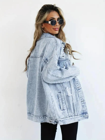 Waterproof & Lined Oversized Women's Hooded Denim Jacket – Autumn Magic Talia