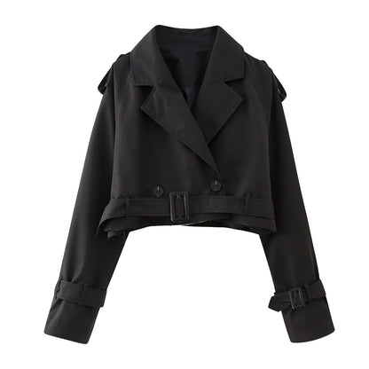 Autumnal Trendy Short Ladies' Trench Coat with Belt – Amelie