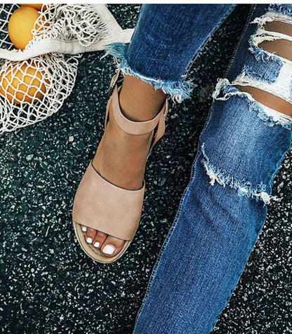 Ladies' wedge espadrille sandals with strap - Livia