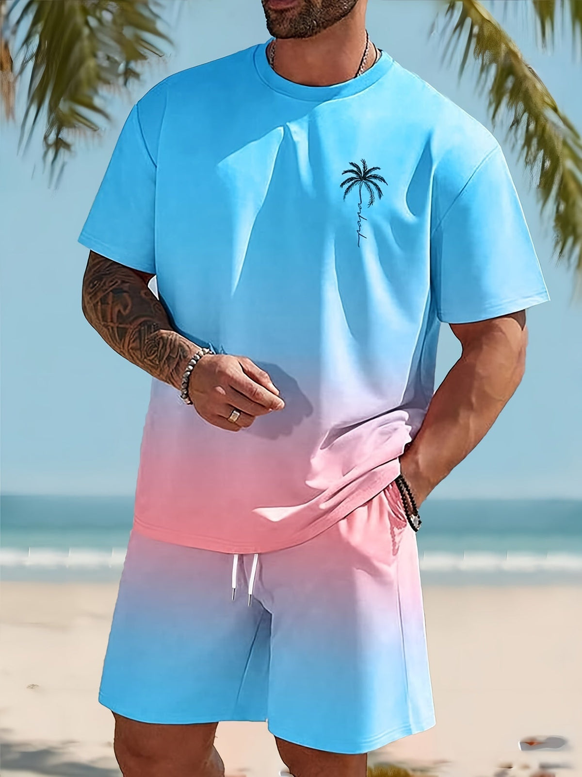 Trendy men's summer set consisting of a T-shirt and shorts - CoolFlex