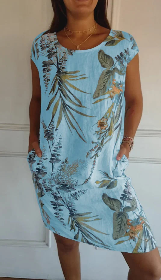 Printed dress with round neckline – Eveline