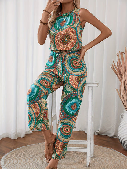 Trendy women's jumpsuit with mandala print for summer - BohoStrahl