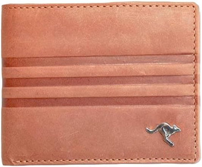 Leather Aboriginal wallet with kangaroo design and gift box – Yarindi