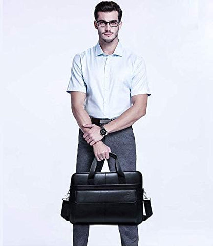 Premium 15" cowhide business briefcase with organiser compartments