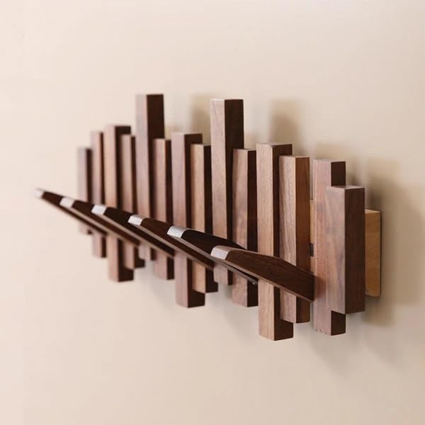 Side-angle view of the dark rack with six hooks folded down and pointing outwards 4