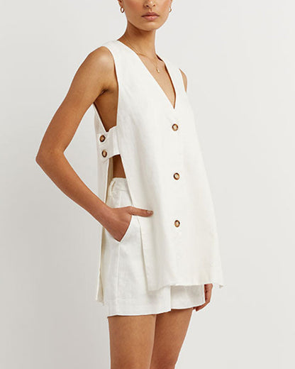 Women's Zomerset with sleeveless gilet and high-waisted shorts – Sylvie