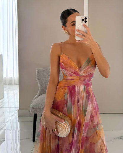 Elegant mesh maxi dress with a figure-hugging cut – Camille in autumnal enchantment