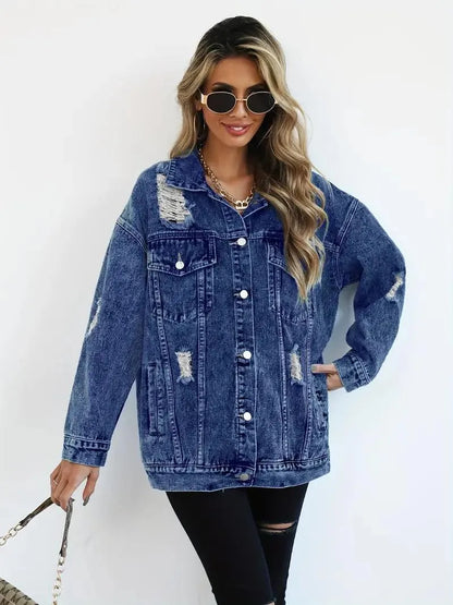 Waterproof & Lined Oversized Women's Hooded Denim Jacket – Autumn Magic Talia