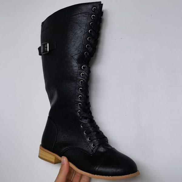 Knee-high Leather Ladies' Boots with Laces and Orthopaedic Comfort – Soraya