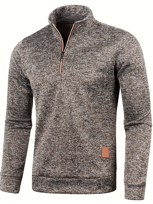 Men's pullover with neck zip for autumn & winter - Matteo