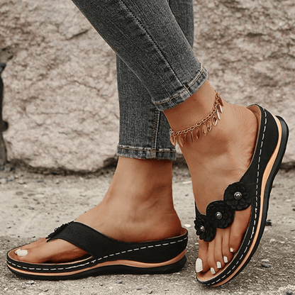 Orthopaedic ladies' sandals with floral detail – Melina