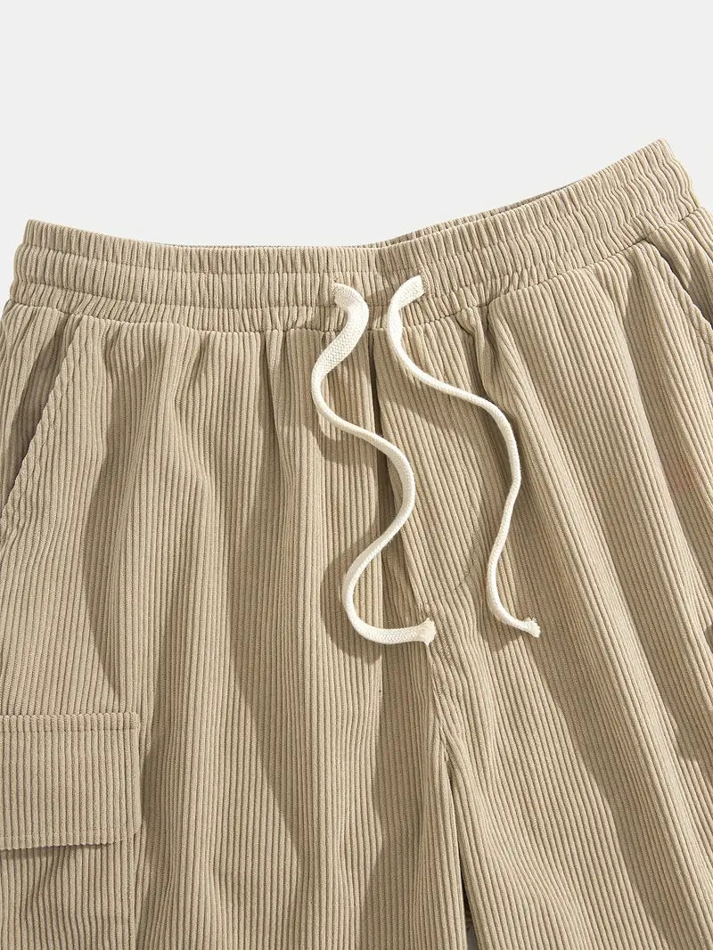 Trendy Beige Corduroy Cargo Summer Trousers – Tobias