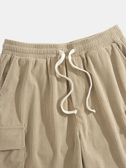 Trendy Beige Corduroy Cargo Summer Trousers – Tobias