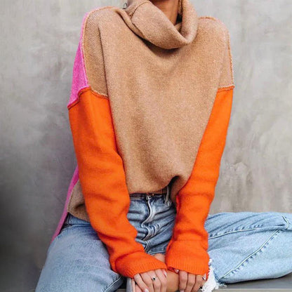 Impressive Color Block Knitted Sweater - AutumnVibe
