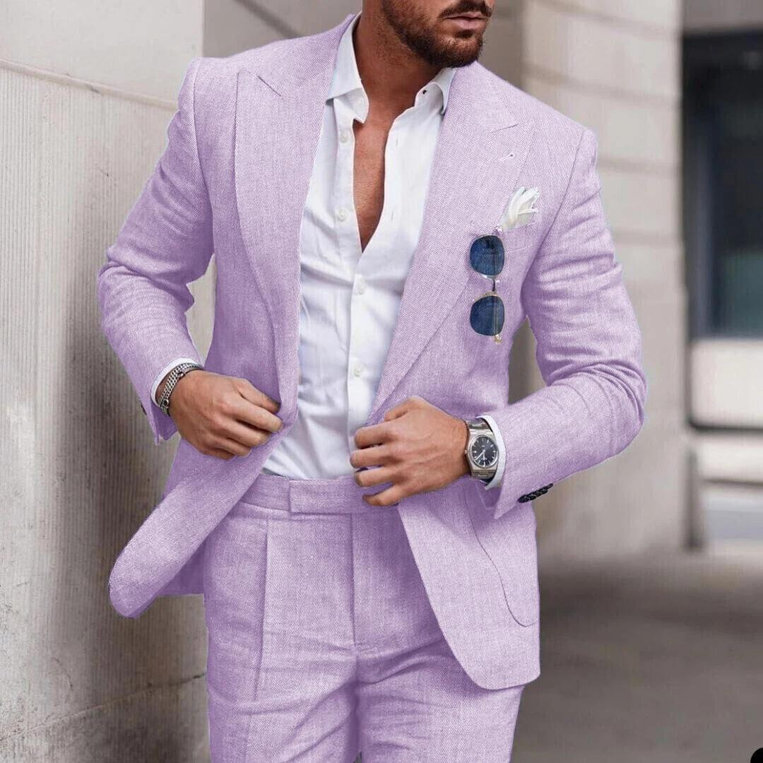 Trendy Linen 2-Piece Beach Suit for Men - Caden